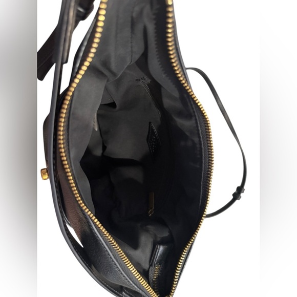 Fossil Talulla Small Hobo Leather Bag Handbag Black Gold Purse Excellent - Picture 10 of 14